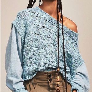 Siren blue combo honey cable pullover